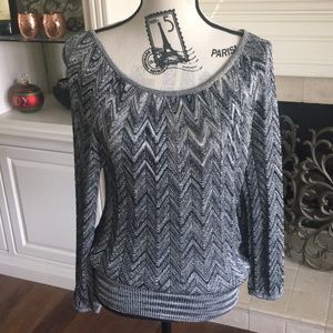 I.N.C. Silver and black glittery top in size L